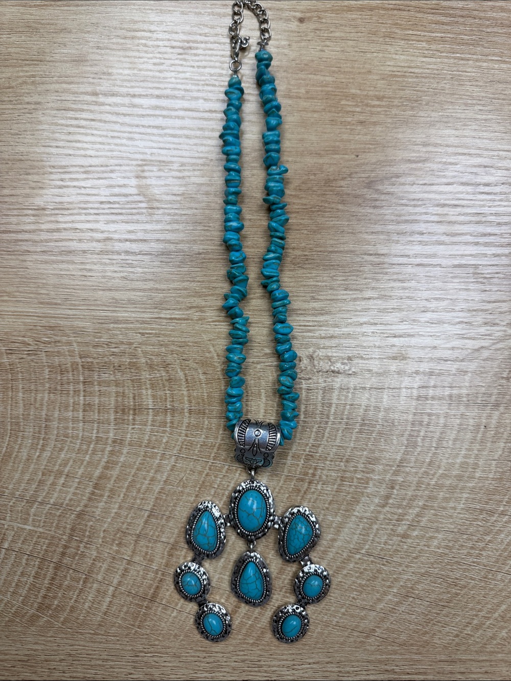 Turquoise Stone Look Pendant Necklace - Women Jewelry